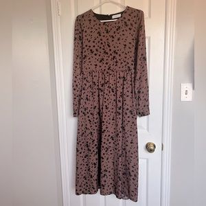 OAK + FORT | Brown & Black Floral Dress